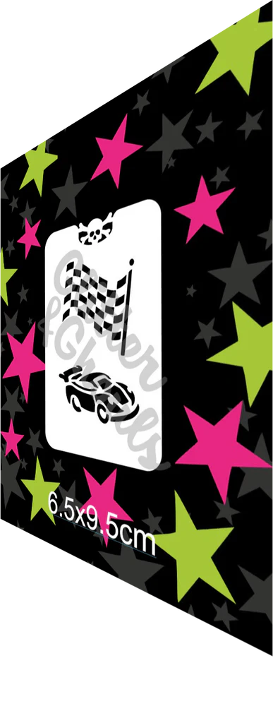 Glitter & Ghouls Stencil Race Car & Flag 022