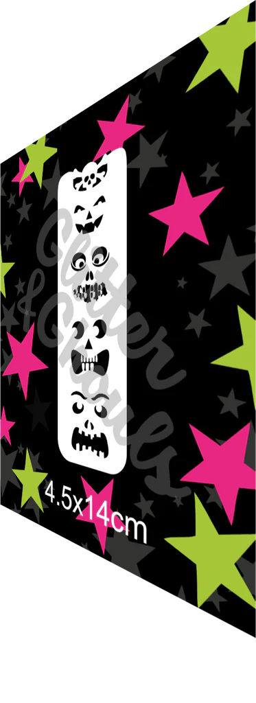 Glitter & Ghouls Stencil - Freaky Faces #3 088
