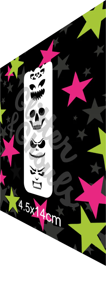 Glitter & Ghouls Stencil - Freaky Faces #1 102