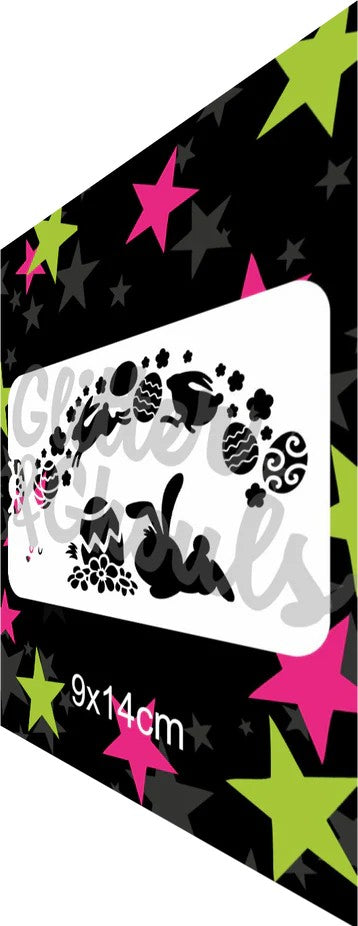Glitter & Ghouls Stencil - Easter Flower Bunny 132