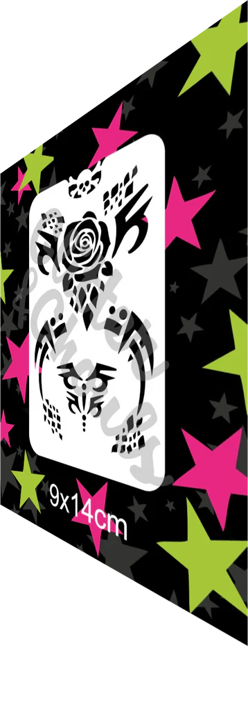 Glitter & Ghouls Stencil Tribal Rose 142