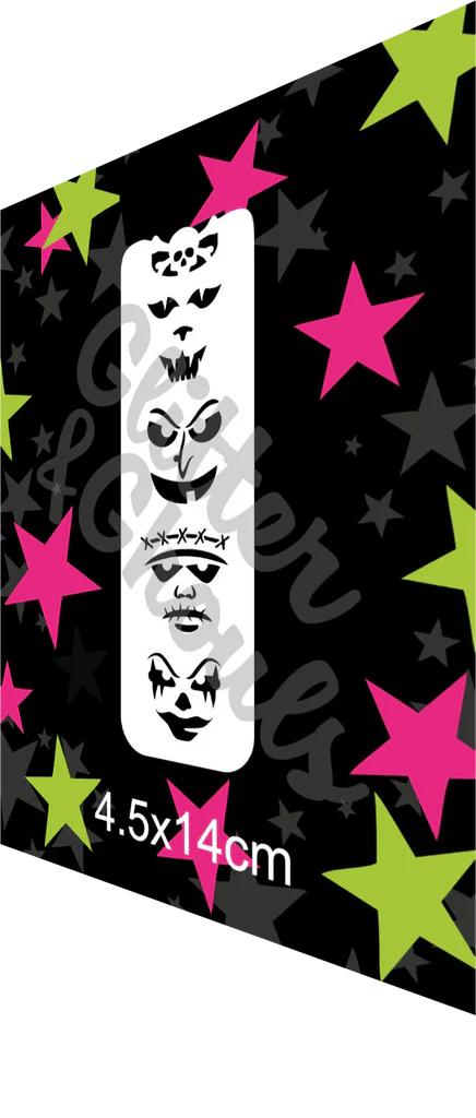 Glitter & Ghouls Stencil - Freaky Faces #2 327