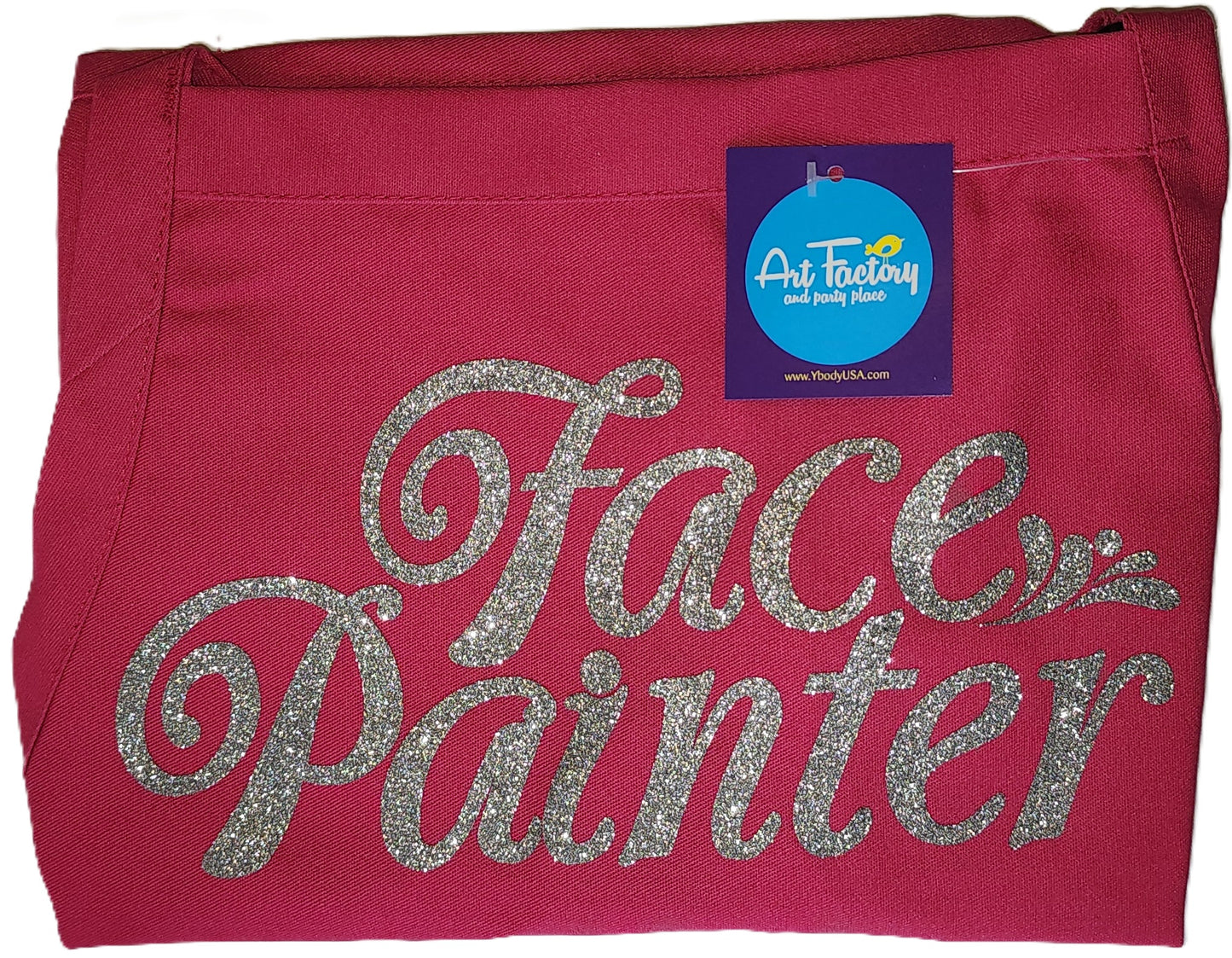 Art Factory PINK Apron Printed - 'Face Painter' Silver Glitter Letters