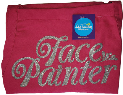 Art Factory PINK Apron Printed - 'Face Painter' Silver Glitter Letters