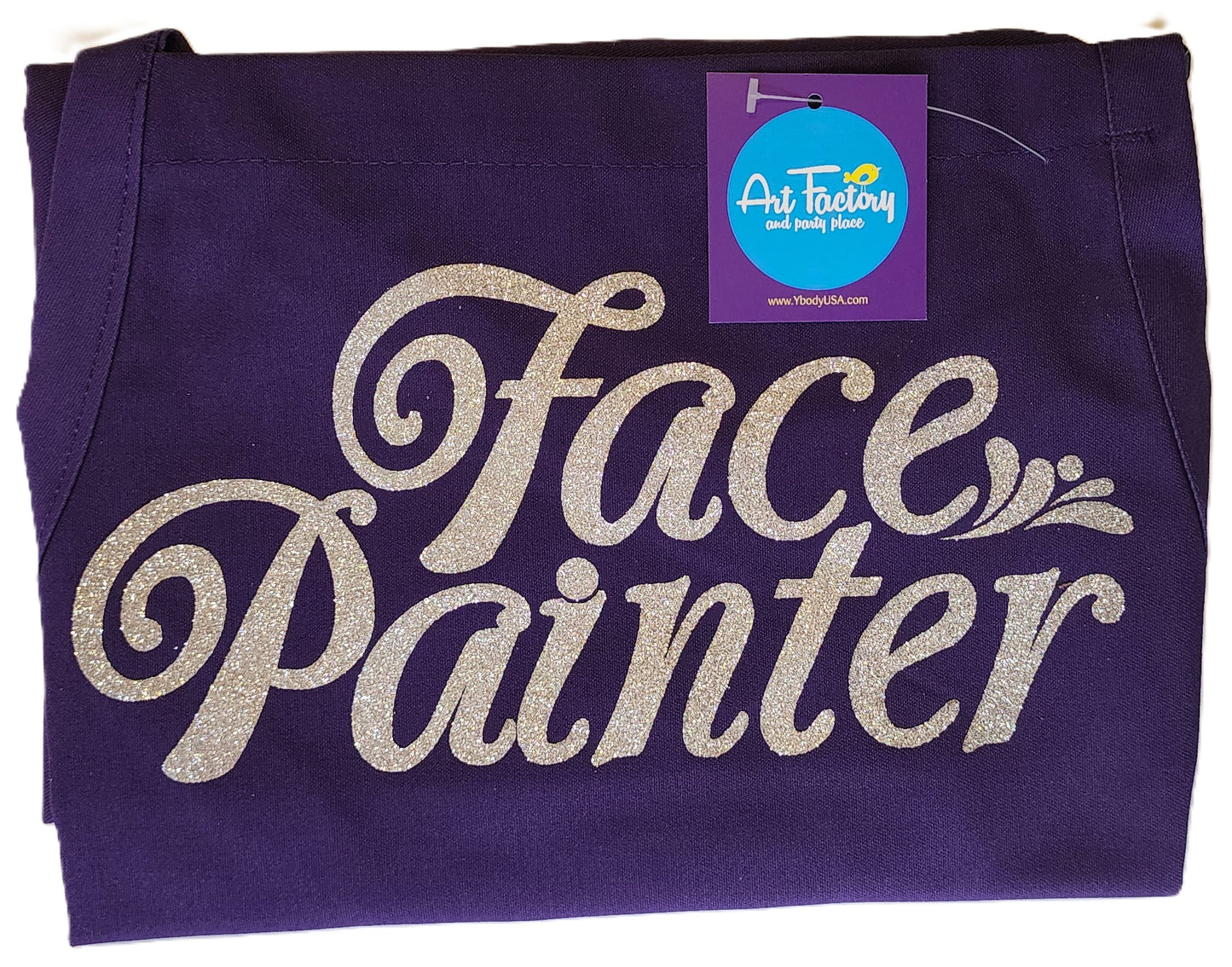 Art Factory PURPLE Apron Printed - 'Face Painter' Silver Glitter Letters