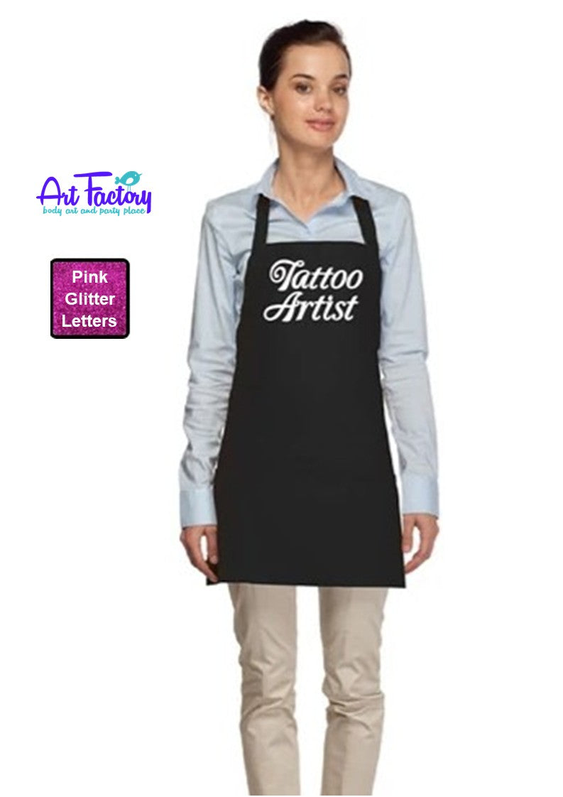 Art Factory BLACK Apron Printed - 'Tattoo Artist' Hot Pink Glitter Letters