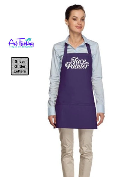 Art Factory PURPLE Apron Printed - 'Face Painter' Silver Glitter Letters