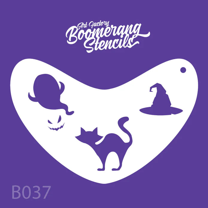 Art Factory Stencil B037 Halloween Cat, Ghost & Witches Hat