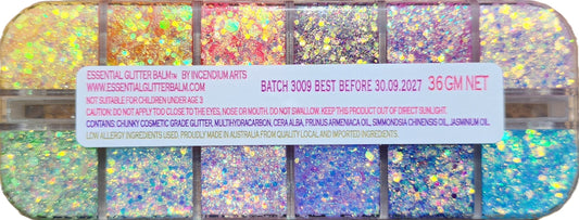 Essential Glitter Balm 12 colour palette - ICE CREAM DIMENSIONS 36g