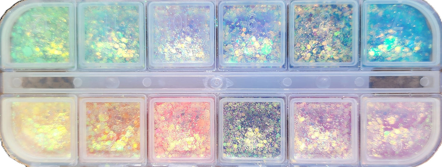 Essential Glitter Balm 12 colour palette - ICE CREAM DIMENSIONS 36g