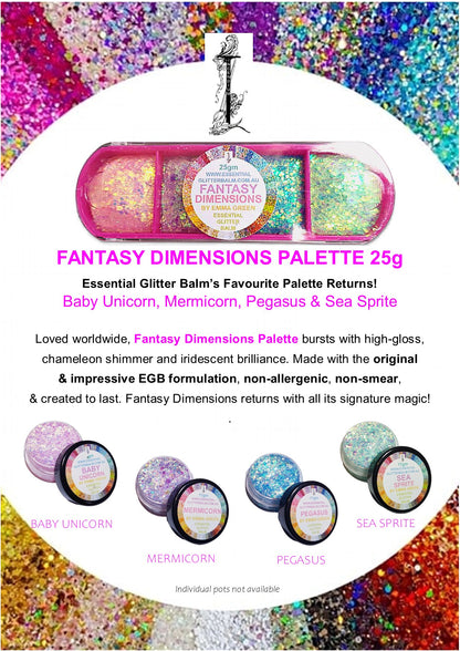 Essential Glitter Balm 4 colour palette - Fantasy Dimensions 25g