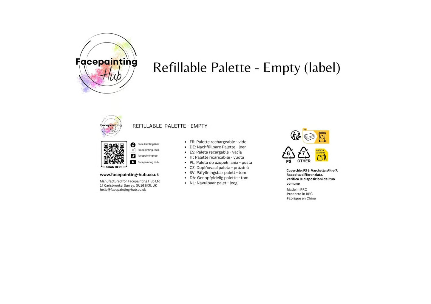 Facepainting Hub - Empty Palette