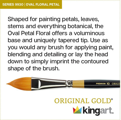 Kingart 9930 Original Gold 9930 Oval Floral Petal Brush - Premium 6