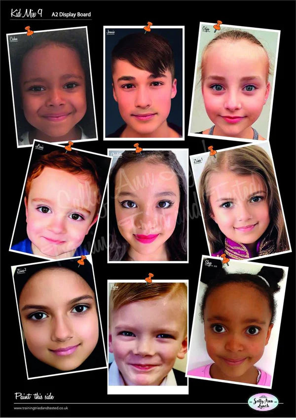 Sally-Ann Lynch Practice Board A2 Portrait Pin Style x9 Child Face