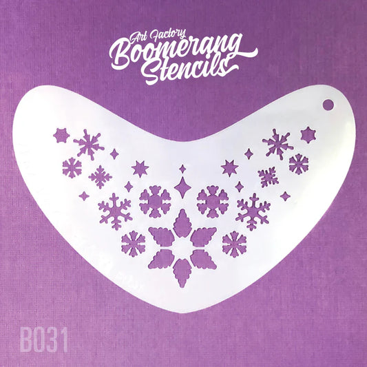 Art Factory Stencil Whimsey Snowflakes Boomerang B025