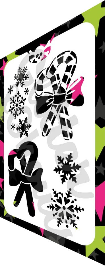 Glitter & Ghouls Stencil Shiny Candy Cane 762
