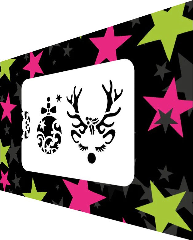 Glitter & Ghouls Stencil Reindeer Bauble 099